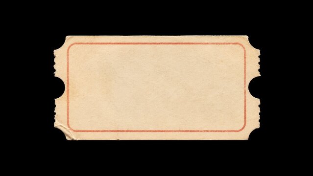 Blank vintage paper ticket isolated on black background