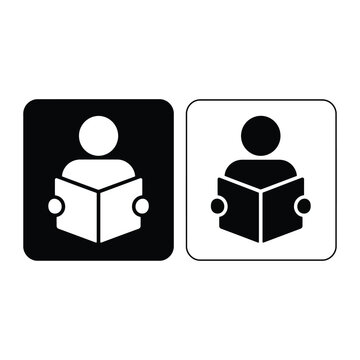 Reading Icon Person Reading Book Education Library Vector Symbol Design