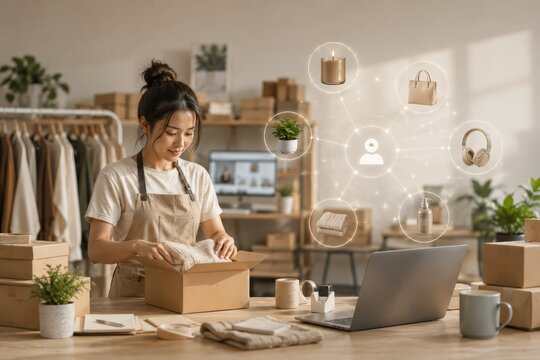 Small Online Retailer Packing Order with AI Product Recommendations