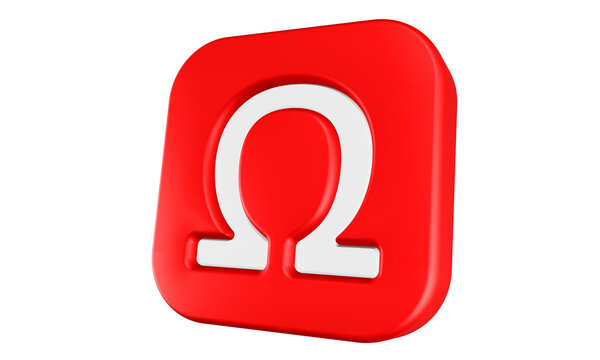 Omega icon 3d render square button