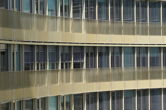 Modern Office Building Facade with Repetitive Windows. 