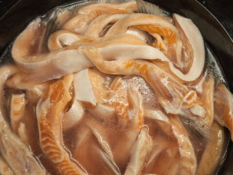 Salmon Fillets in Brine Solution for Cooking