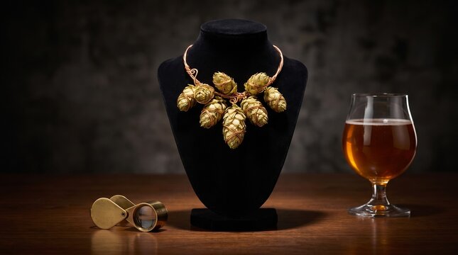 Hop necklace with beer for Oktoberfest celebration