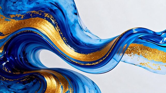 Blue and gold flowing abstract design