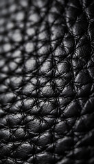 Obraz premium Close-up macro shot of textured black leather with intricate patterns and shadows