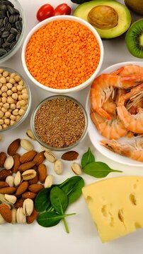 Foods that contain vitamin E. Selective focus.