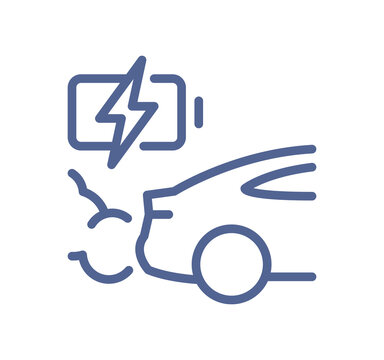 Electric vehicle charging icon, EV battery power symbol, rechargeable energy element for sustainable transportation and electric mobility, outline editable stroke vector illustration.
