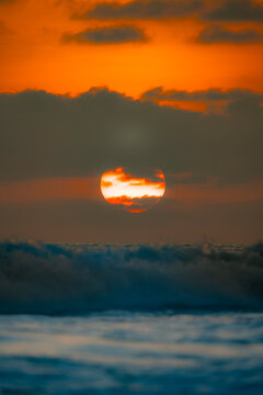 Sunset over the Pacific Ocean at Santa Elena, Ecuador