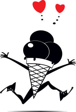 Happy running cartoon an ice cream
