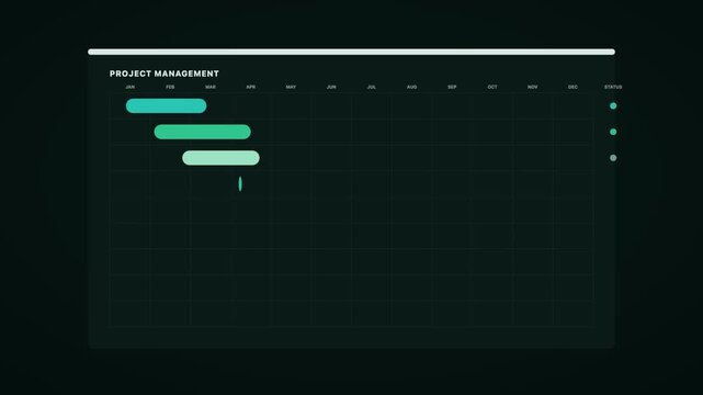 Aqua Gantt Chart Project Timeline Dark UI Animation Loop