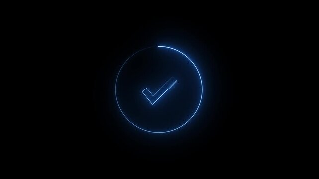 tick icon isolated on black background,