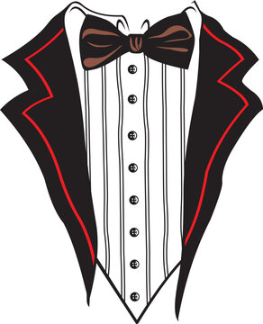 Elegant black tuxedo suit with bow tie vector graphic