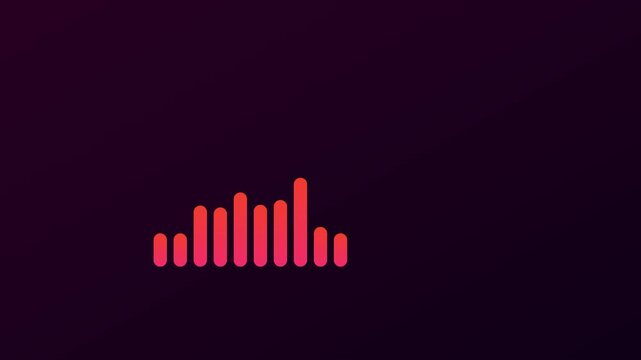 Animated red audio waveform equalizer loop on dark animation 4k background, for music and, sound visualization