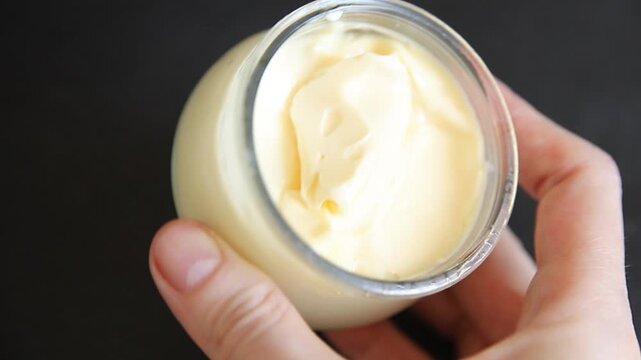 Milk pudding or milk mousse cr&egrave;me bouillie sweet natural dessert tasty snack fresh and delicious gourmet food background on the table rustic food top view copy space