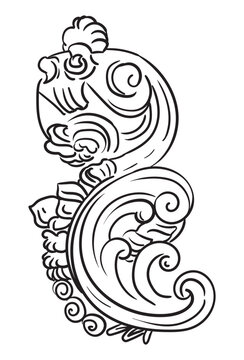 Hand drawing scroll design element vector illustration art