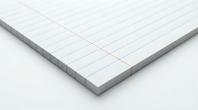 Blank lined notebook paper with gray binding and red margin line, suitable for writing, education, and office use.