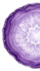 Obraz premium Purple agate slice with natural striations and crystalline formations, suitable for mineral, geology, wellness, and decorative design projects.