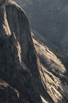 Granite cliff face in Yosemite National Park at dusk
