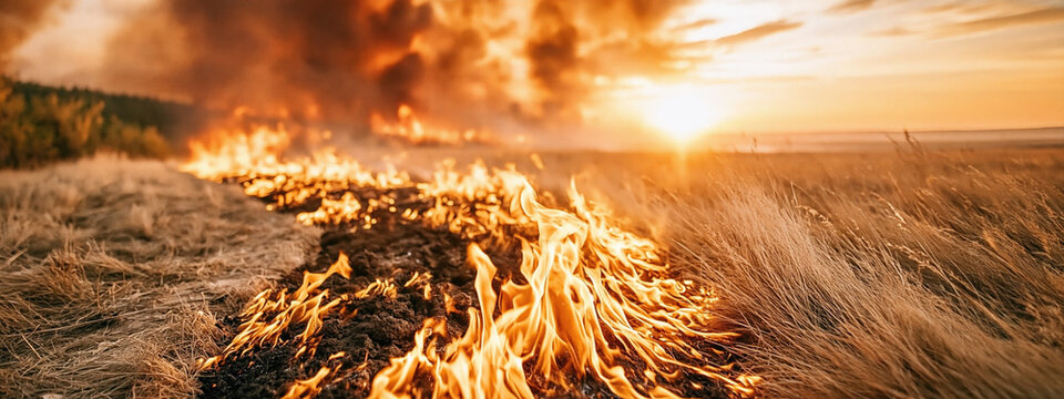Small Wildfire Spreading Across Dry Forest Floor
