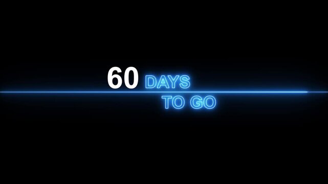60 days to go neon countdown timer motion for business deadlines and event announcements glowing