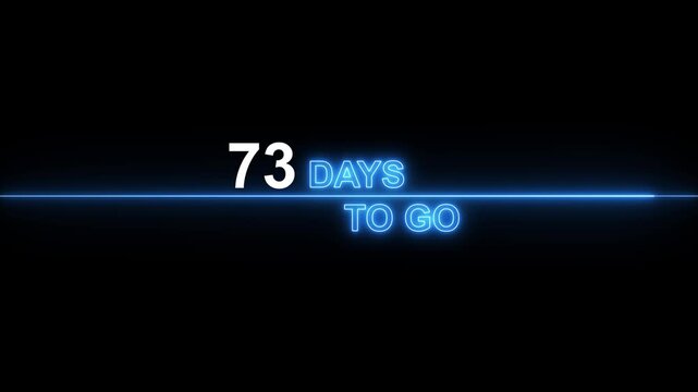 73 days to go neon countdown timer motion for event launch and deadline announcement glowing