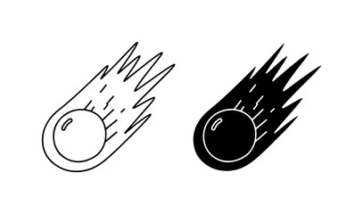 Meteorite Icons, Comet Vector Graphics, Space Rock Illustrations, Celestial Event Symbols © Redoy