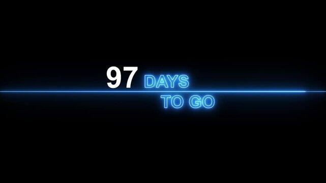 97 days to go neon countdown timer motion for event launch and deadline reminder