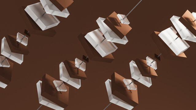 Abstract glass and metal geometric shapes in a simple design
