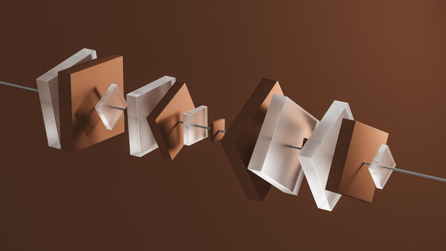 Abstract glass and metal geometric shapes in a simple design
