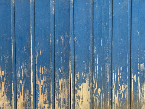 Weathered blue painted wood plank texture background