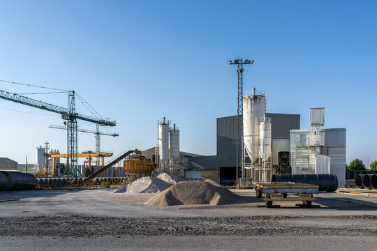 Precast concrete materials at an industrial factory