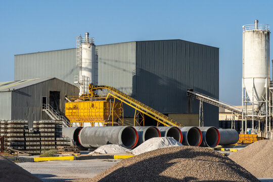 Industrial factory with precast construction materials
