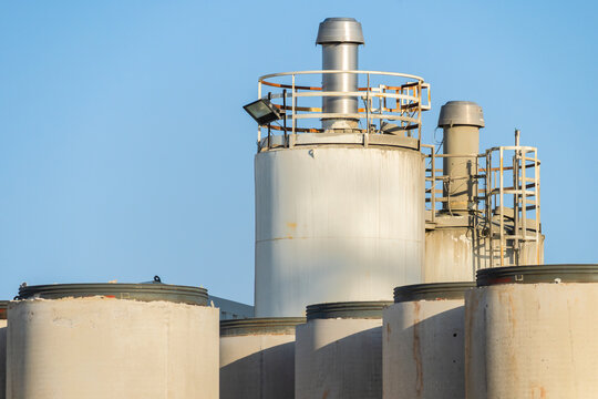 Industrial manufacturing silos in precast factory