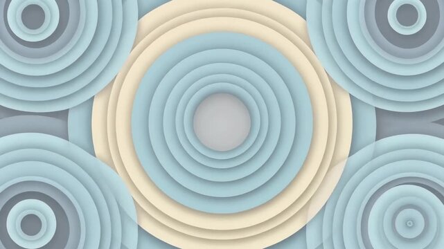 Gentle Concentric Circles Animation with Pastel Blue and Cream Ripples on Grey Background
