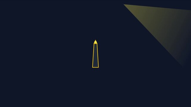 Minimalist lighthouse rotating beam animation on dark 4k background, for navigation and, guidance concepts