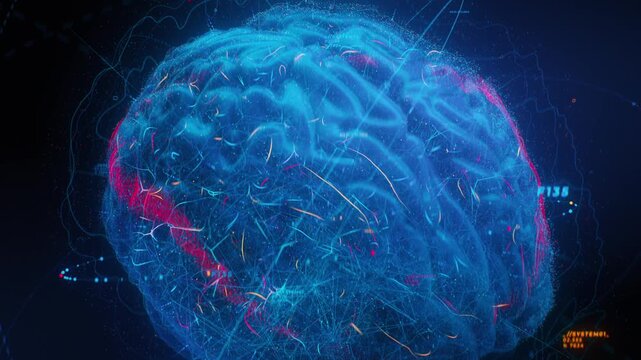 Graphical Neural Connectivity Inside Human Brain Showing Advanced Neuroscience Network Activity 4K