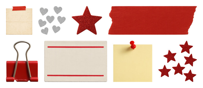 PNG Red office supplies collection on transparent background