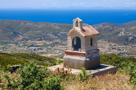 Shrine on hilltop, Andros, Greece