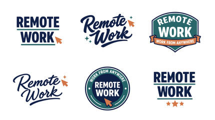 Obraz premium This diverse set of logos promotes remote work, featuring modern and vibrant designs that highlight flexibility, productivity, and the concept of working from anywhere.