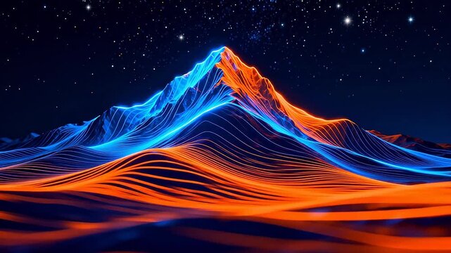 Abstract neon mountain landscape