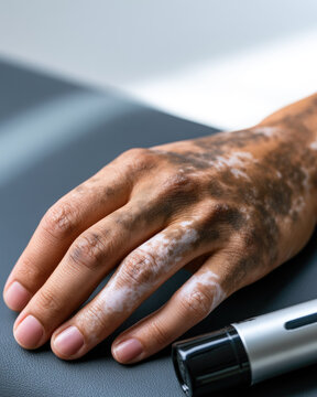Vitiligo hand laser treatment skin condition medical concept