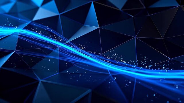 Abstract blue geometric pattern with light lines