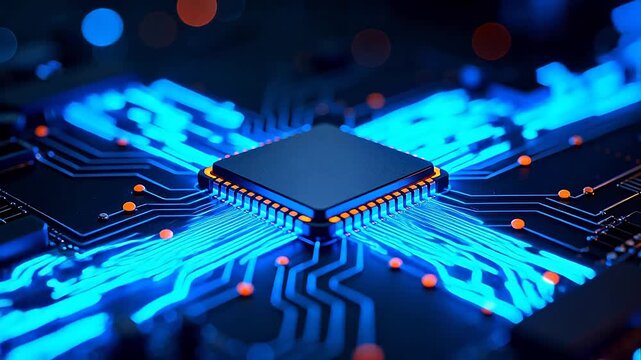 Microchip with glowing circuitry