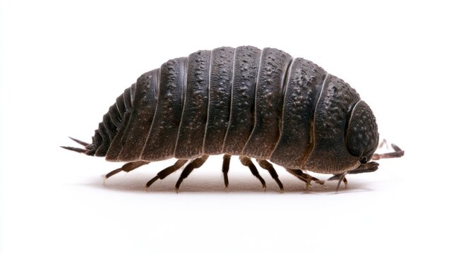 Woodlouse (Armadillidium vulgare) Isolated on White Background