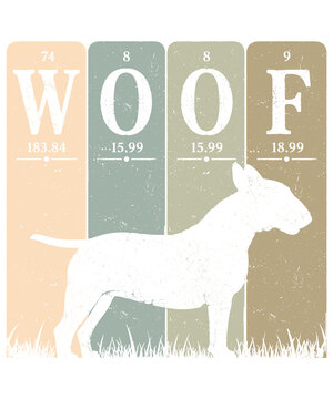 Bull Terrier Dog Periodic Table Woof Vintage Dog Lover Graphic, Funny Bull Terrier Shirt Design, Distressed Canine Pet Owner Illustration