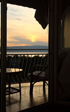Tranquil sunset view from a balcony in Bosnia