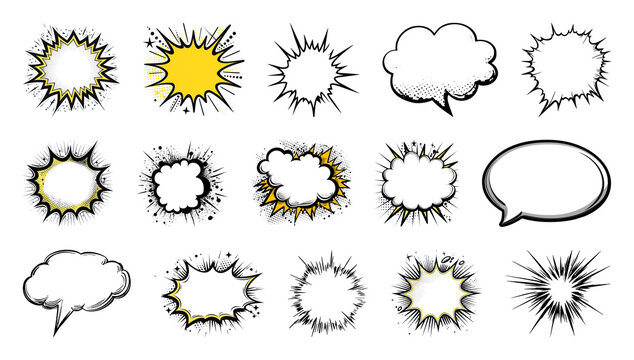 PNG Comic speech bubble collection on transparent background