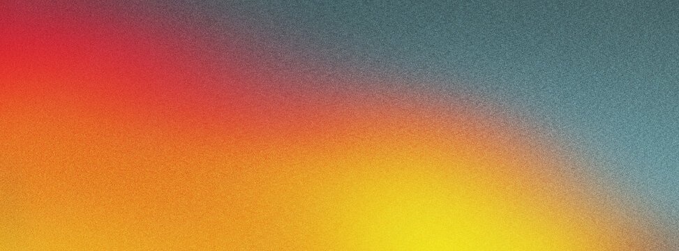 Vibrant gradient background with warm sunset colors shifting from bright red to orange and yellow blending into soft blue teal tones with artistic texture.