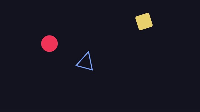 Minimalist geometric shapes animation: floating circle, triangle, and square motion 4k motion minimalist
