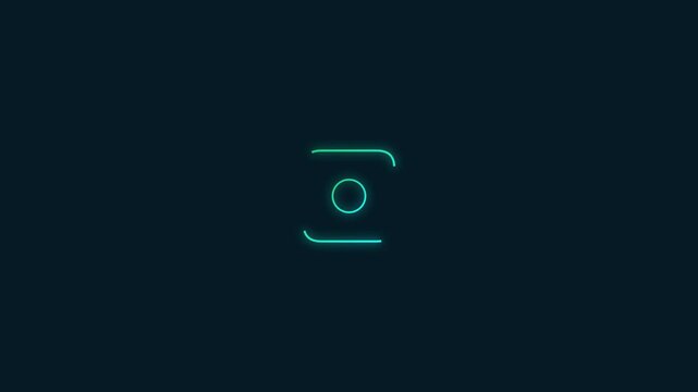 Neon glowing dice rolling animation on dark 4k background